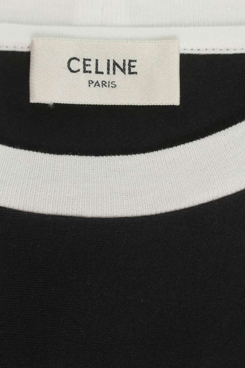 CELINE White Black Bi-Color Loose Fit Logo T-Shirt Size XL