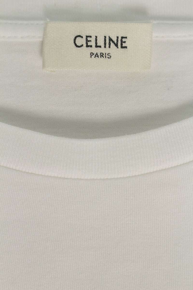 CELINE Logo Print Loose Fit T-Shirt White Size XL