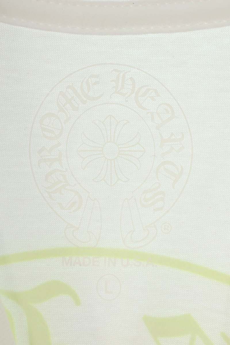 Chrome Hearts Back Horseshoe Print Tee White/Yellow Size L