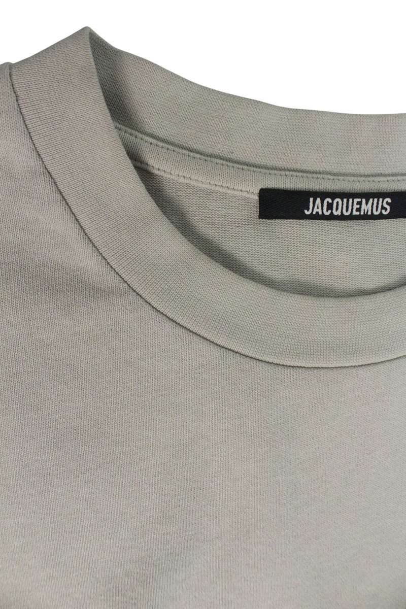 JACQUEMUS Logo Embroidered Cotton T-Shirt L Gray Size L