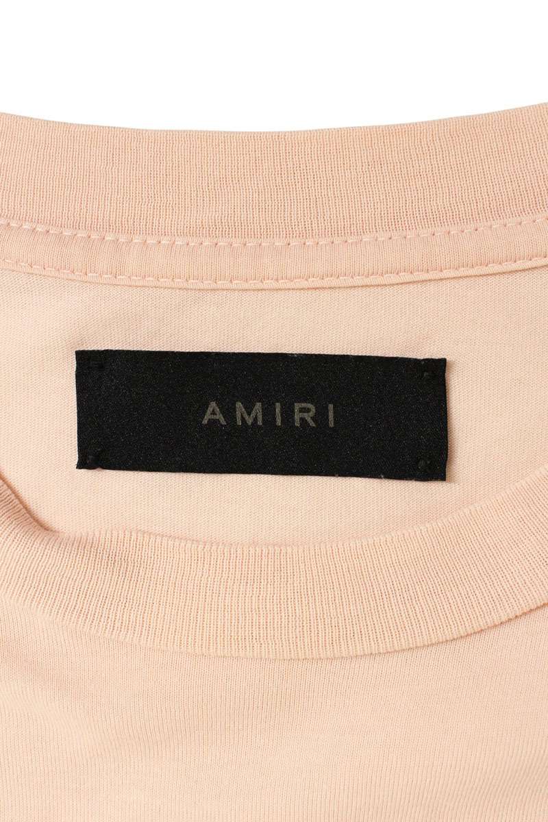 AMIRI 23SS Pink Baseball Logo Flock T-Shirt Size L