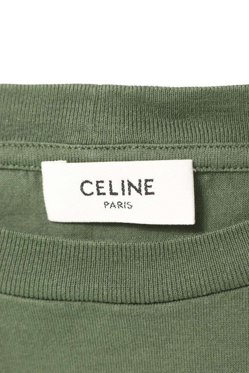CELINE Green Logo Print Loose Fit T-Shirt Size M