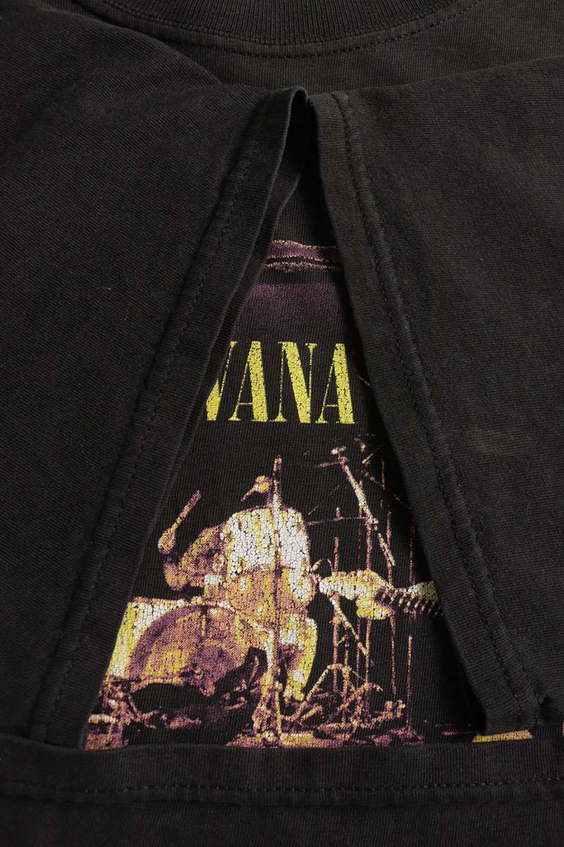 VINTAGE Nirvana Print T-Shirt Black Cotton Size L