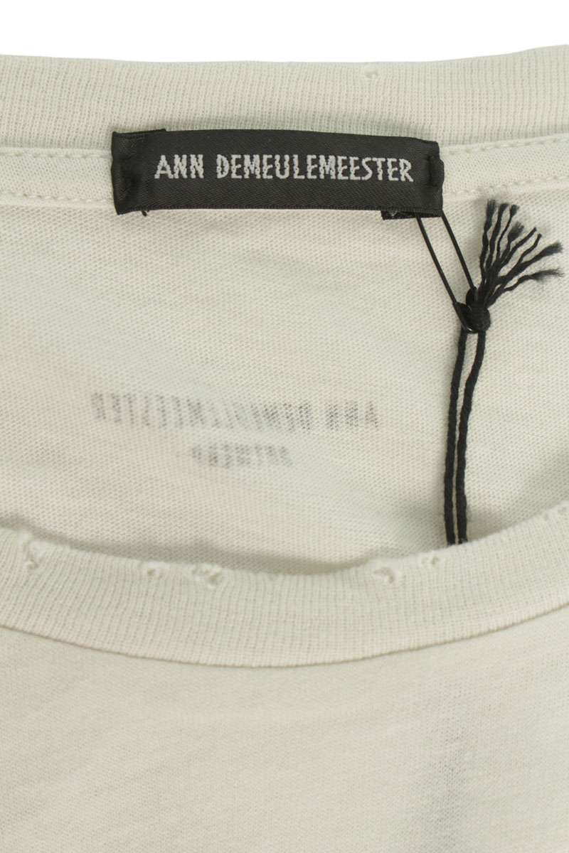 ANN DEMEULEMEESTER SS26 White Relaxed Graphic Tee Size S