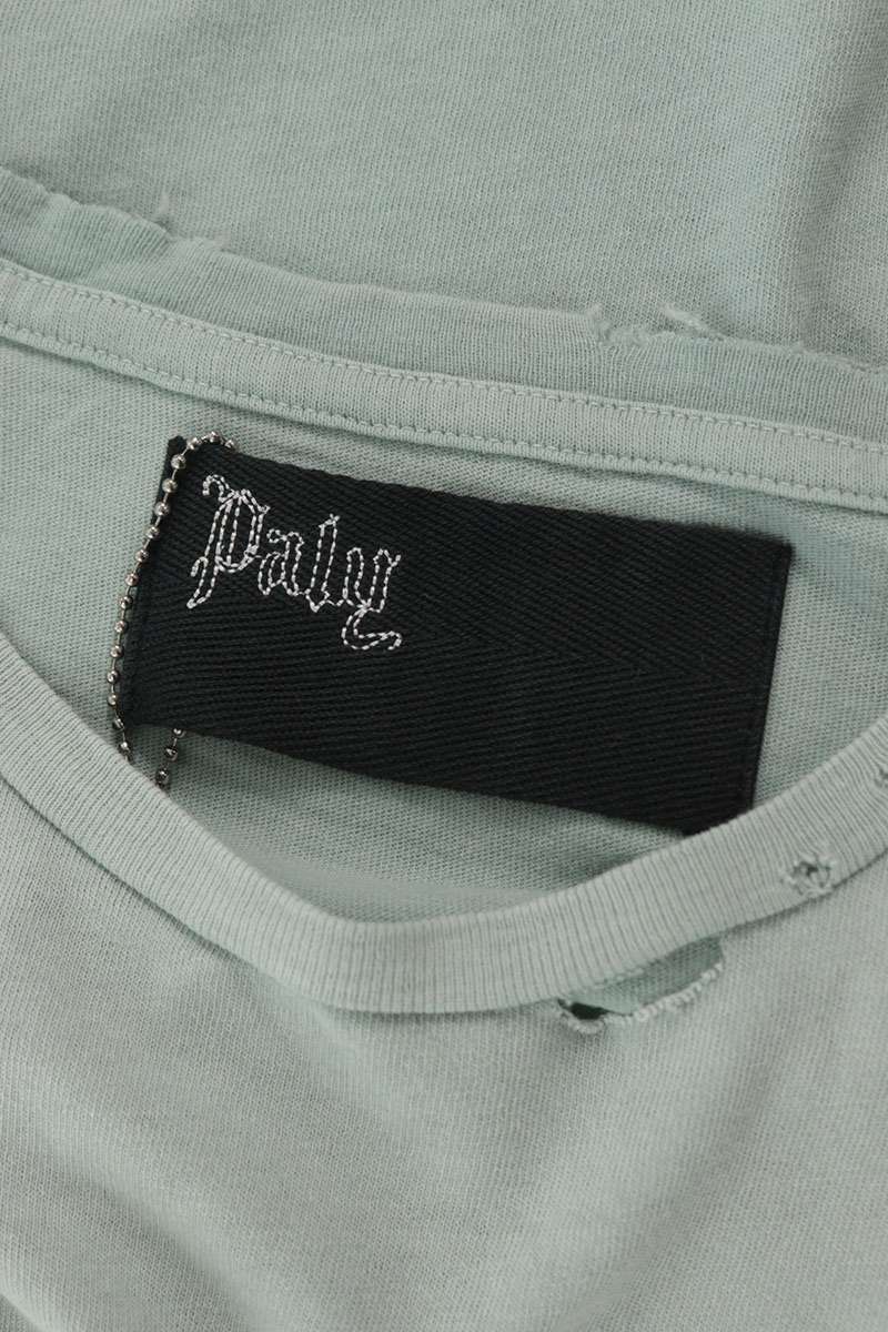 Paly Hollywood 26SS Distressed Graphic T-Shirt Green Size S
