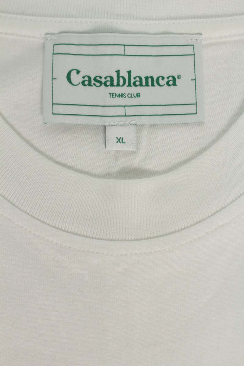 CASABLANCA Tennis Print T-Shirt White Cotton Size XL