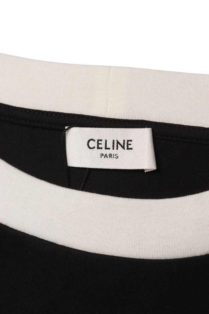 CELINE Logo Rhinestone Fringe T-Shirt Multi Cotton Size M
