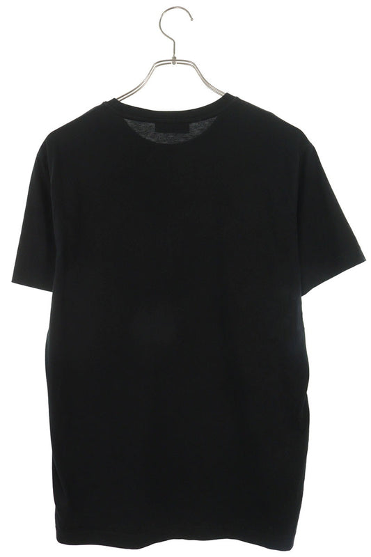PRADA Logo Embroidered Crewneck Cotton T-Shirt Black Size M