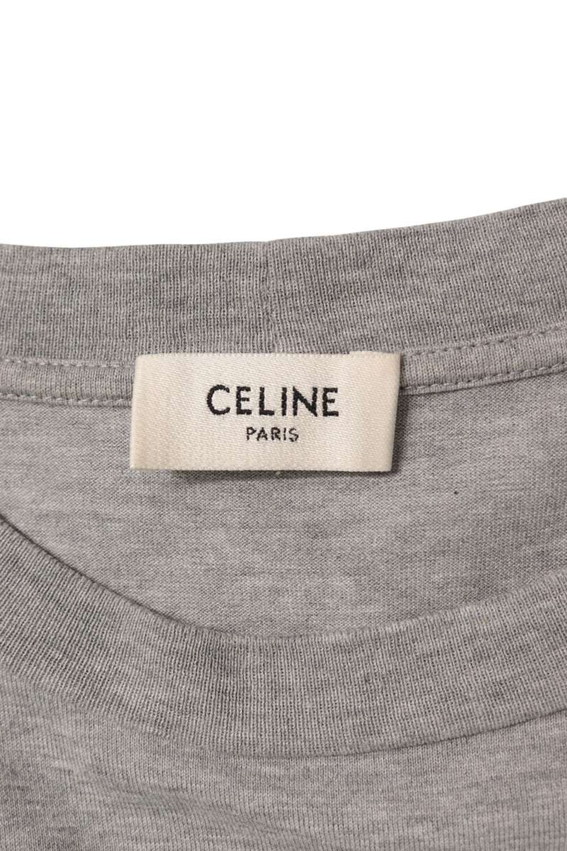 CELINE 22SS Gradient Logo Print Cotton T-Shirt Gray Size S