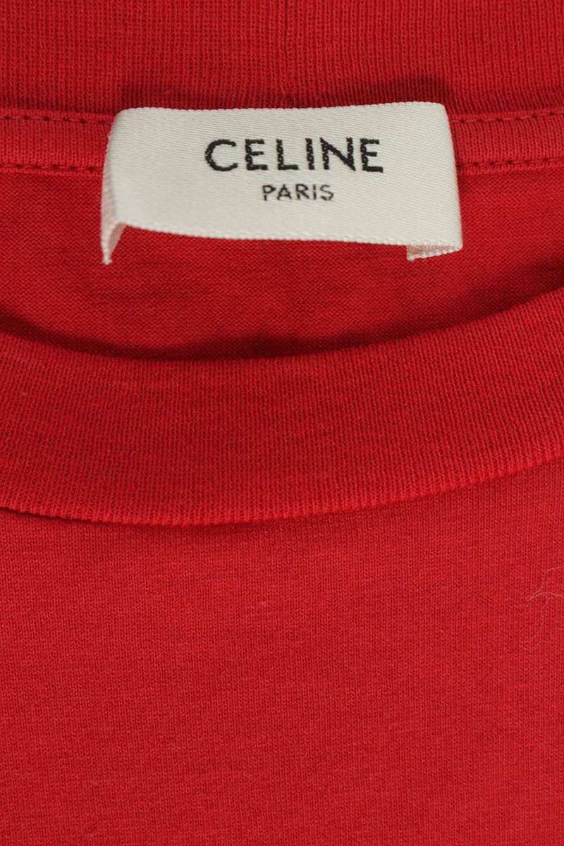 CELINE Logo Studs Print Loose Fit T-Shirt Red Size XS