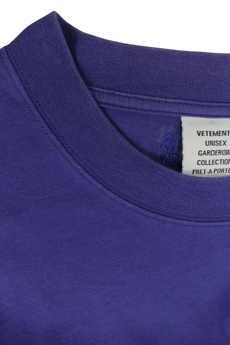 VETEMENTS Blue Cotton Logo Print T-shirt Size M