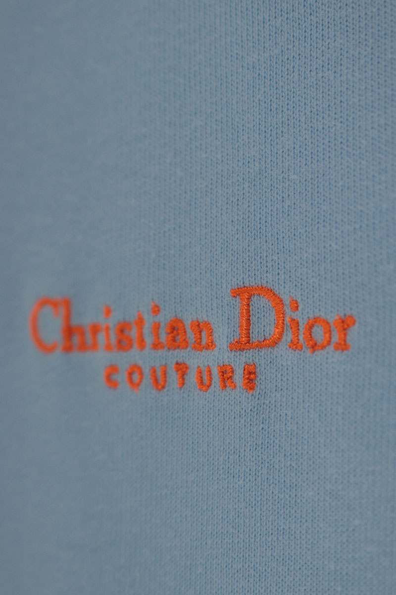 DIOR Logo Embroidered Drop Shoulder Tee Blue Size L