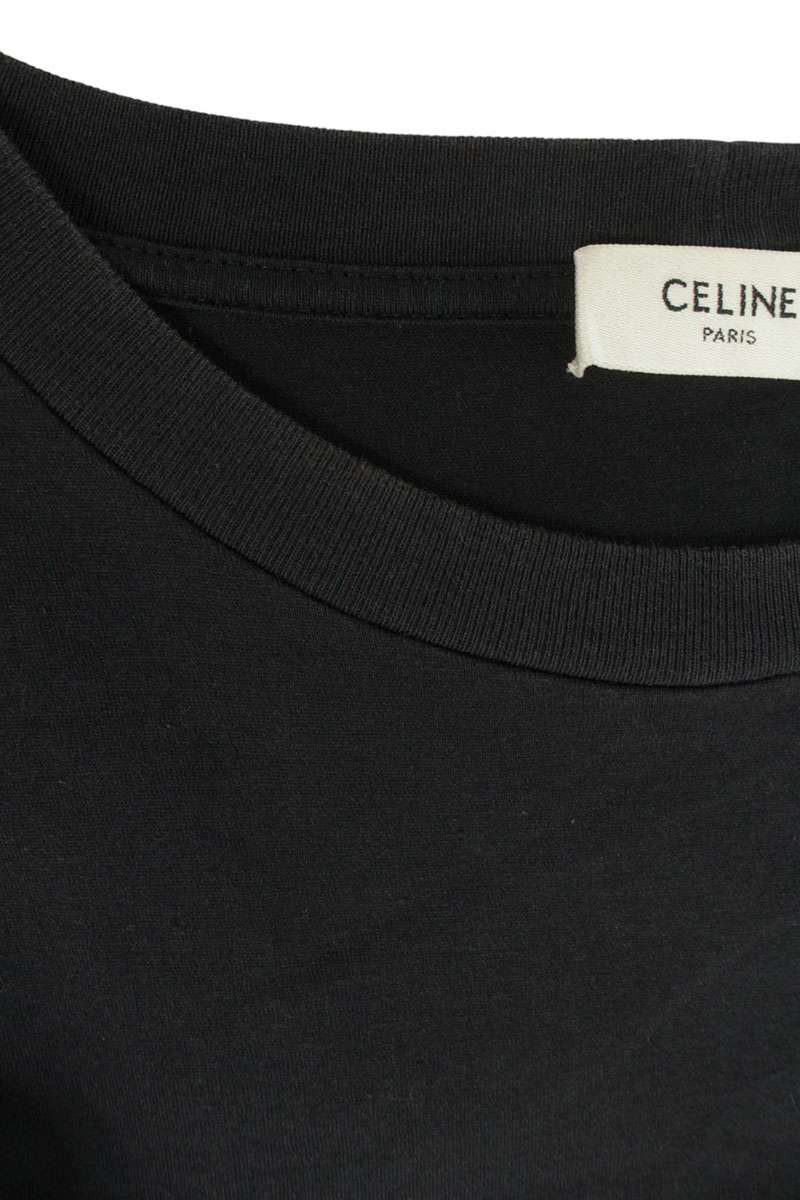 CELINE Chambord Logo Print Cotton T-Shirt Black Size L