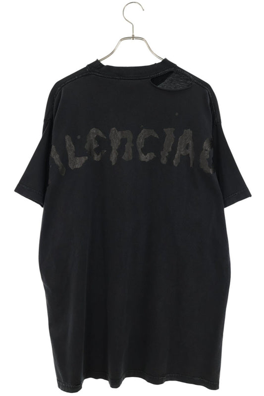 BALENCIAGA 25SS Damaged Back Logo T-Shirt Black Size 1