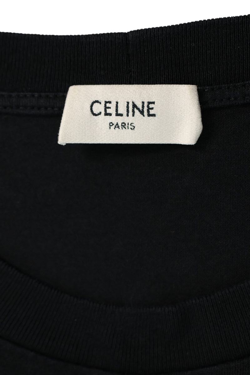 CELINE Logo Print Loose Fit Cotton T-Shirt Black Size L