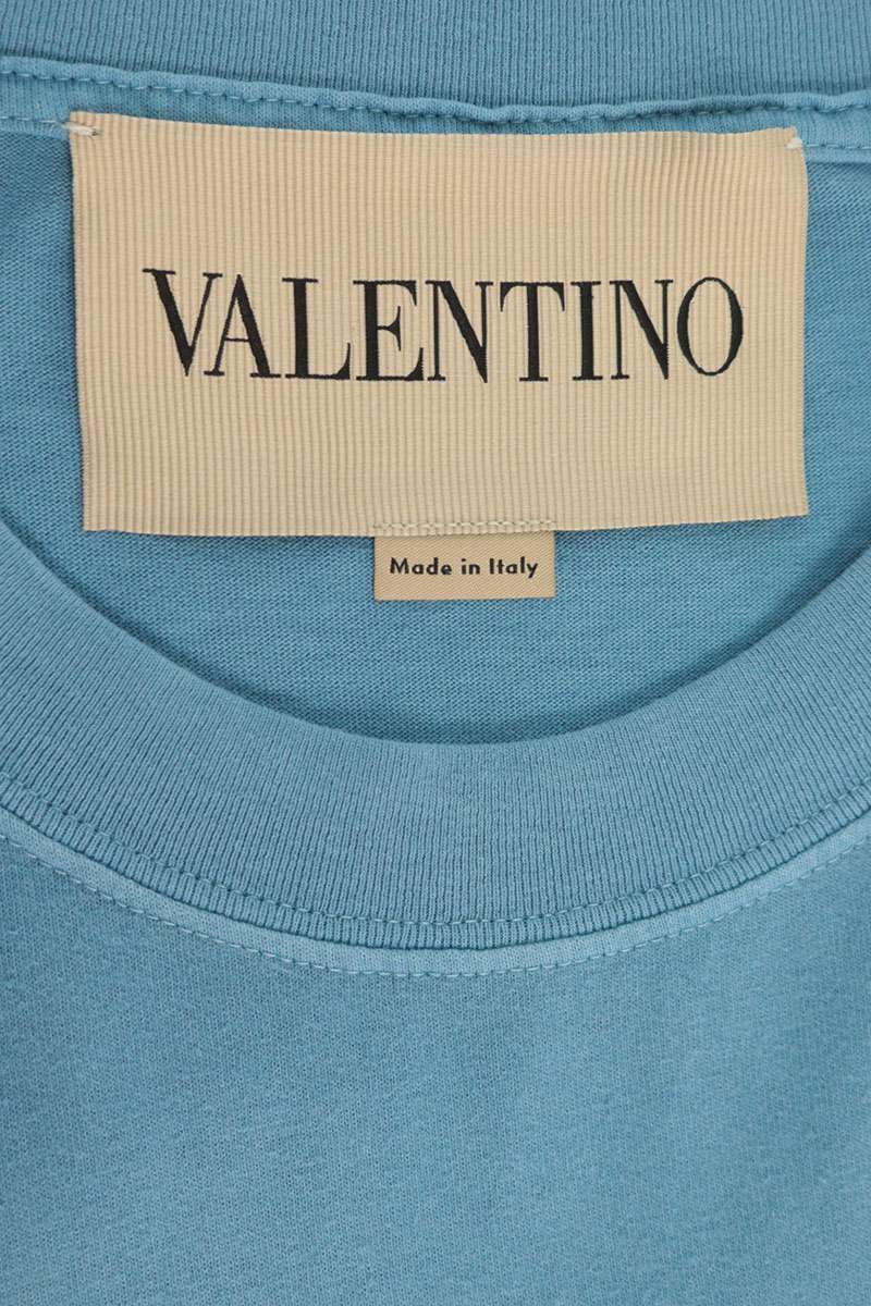 VALENTINO Cotton Jersey Letter Print Tee Blue Size XL