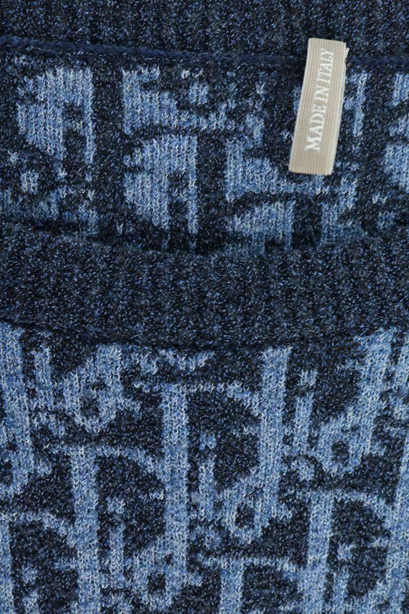 DIOR 26SS Dioriviera Oblique Knit T-Shirt Blue Size XL