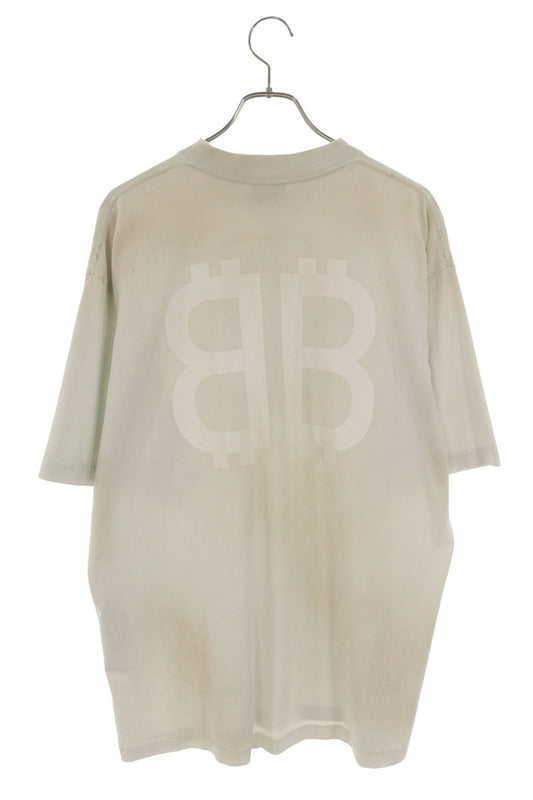 BALENCIAGA 23SS Distressed BB Logo T-Shirt Size S