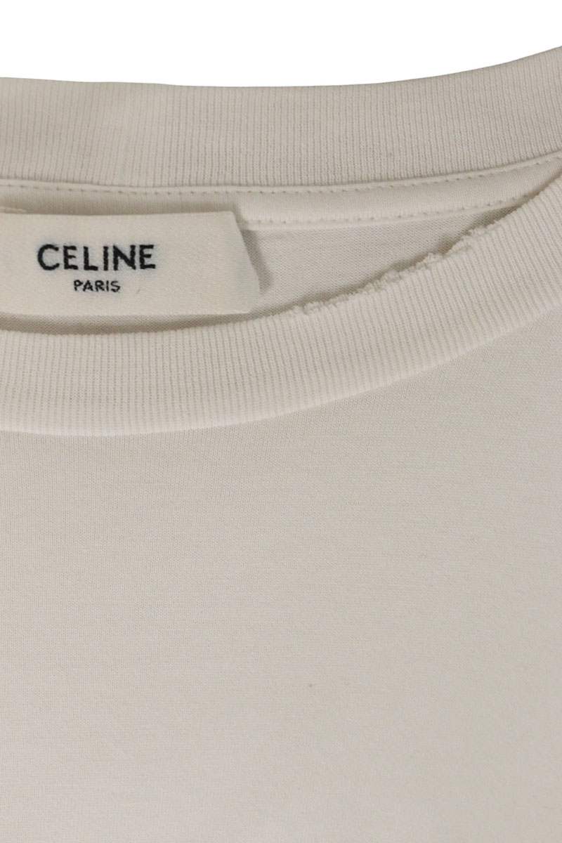 CELINE Logo Print Crewneck T-Shirt White Size XL