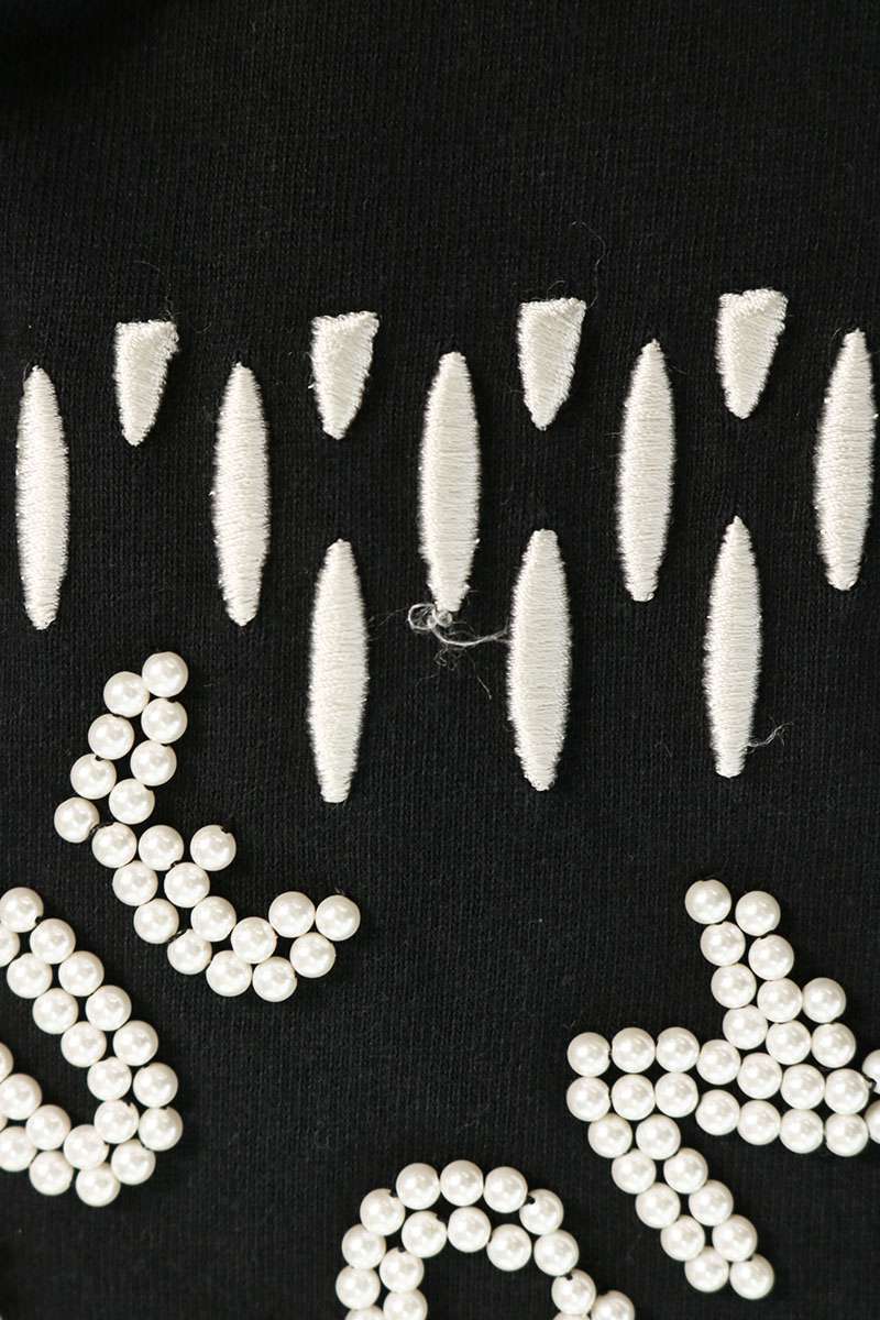 LOUISVUITTON 24SS Front Logo Pearl Tee Black Cotton Size L