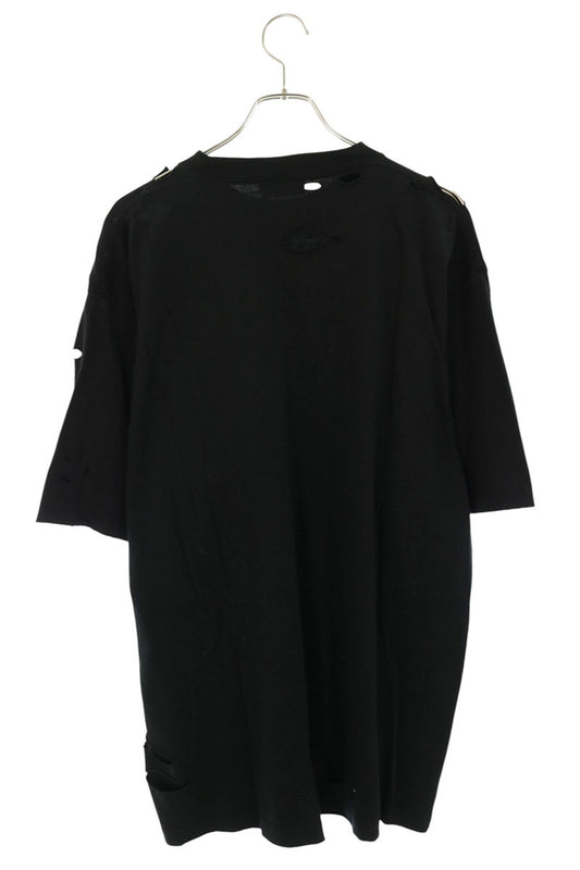 BALENCIAGA Black Destroyed Logo Print T-Shirt Size XXS
