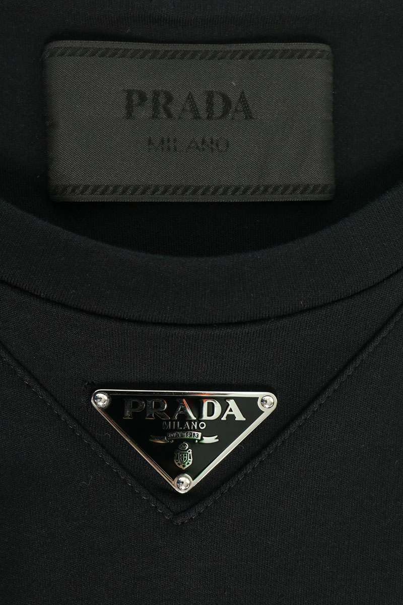 PRADA Logo Plate T-shirt Black Size S