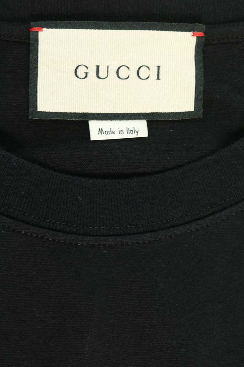 GUCCI SEXINESS Print Cotton T-Shirt Black Size L