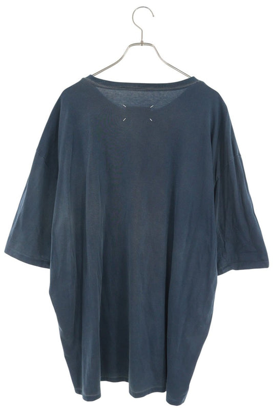 Maison Margiela Crewneck Overdye Cotton T-Shirt Blue Size XL
