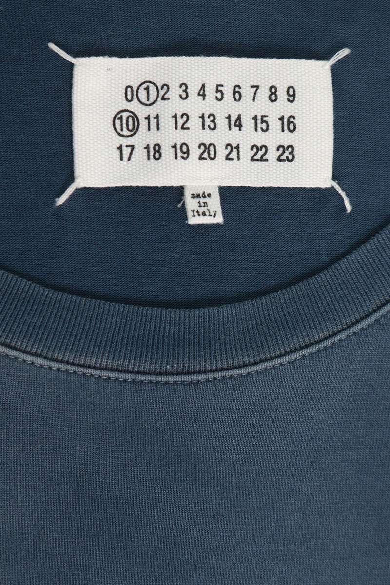 Maison Margiela Crewneck Overdye Cotton T-Shirt Blue Size XL