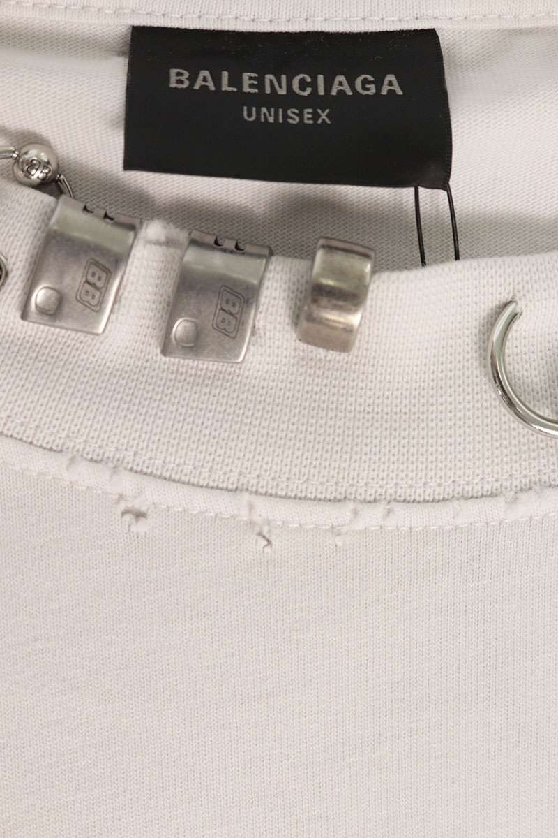 BALENCIAGA Pierced Oversize T-Shirt White Size L