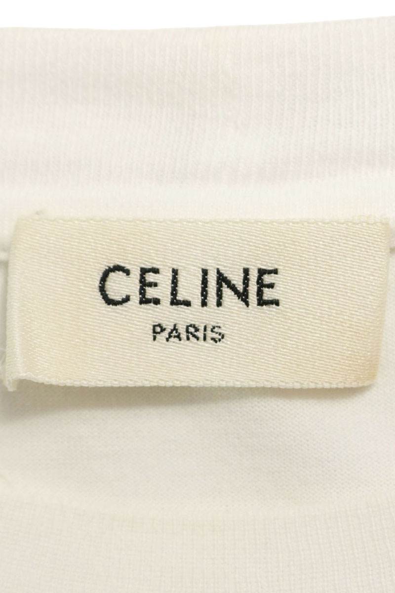 CELINE Loose Fit Logo Print T-Shirt White Size S