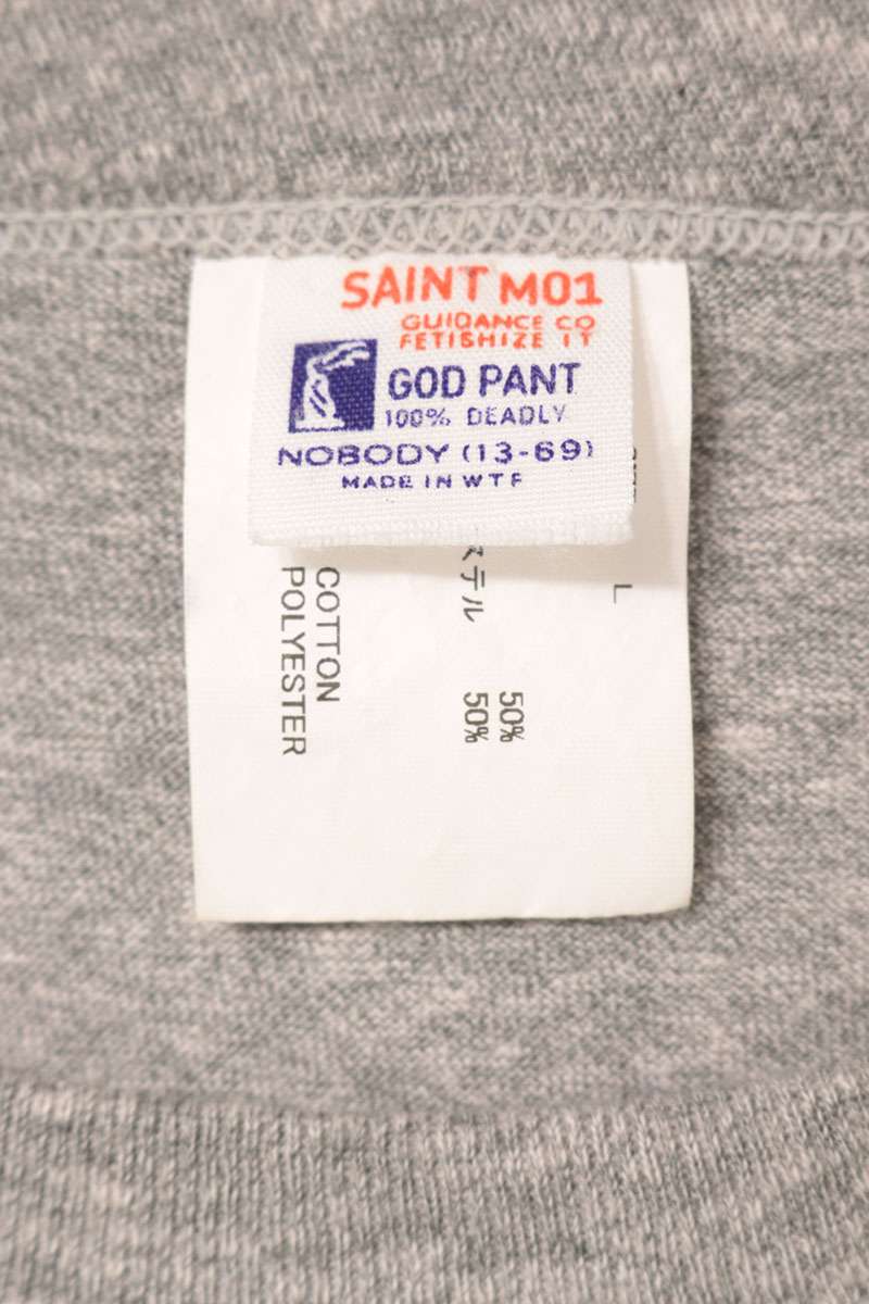 SAINT MICHAEL 25SS Logo Print Vintage T-Shirt Gray Size L