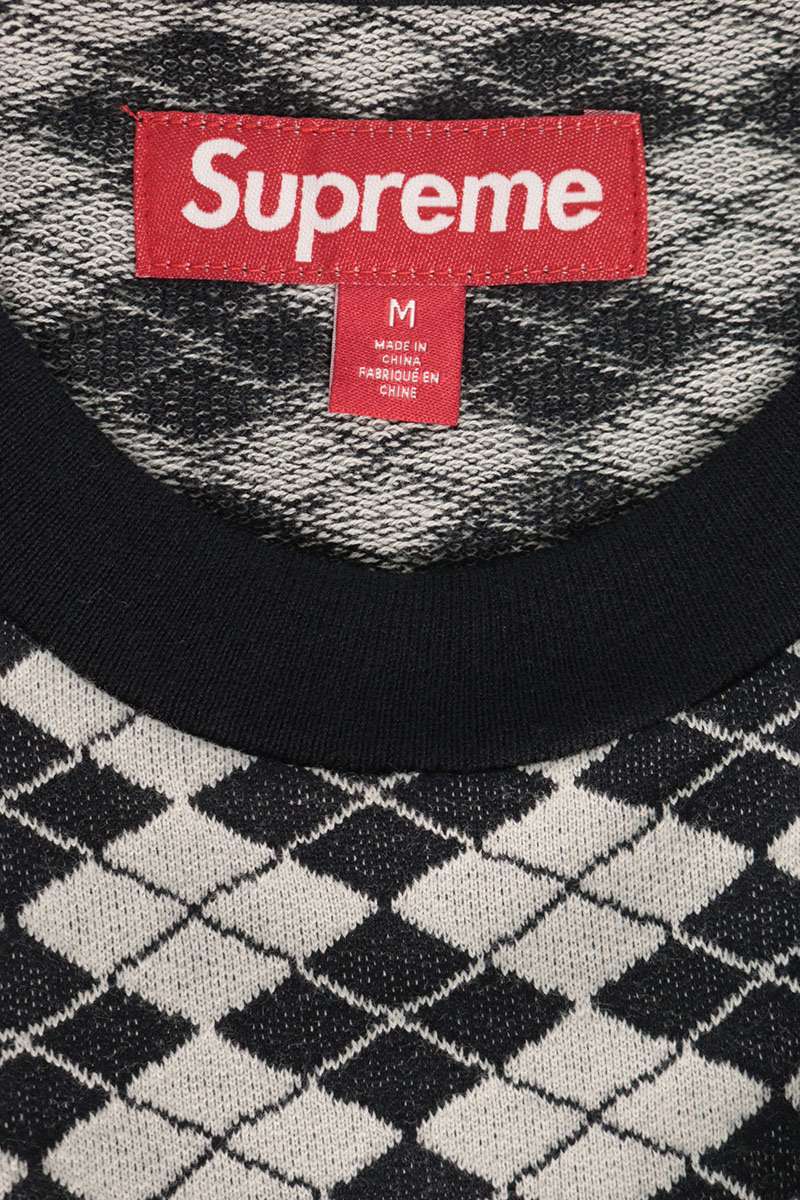 SUPREME Diamond Jacquard Logo Embroidered T-Shirt Size M