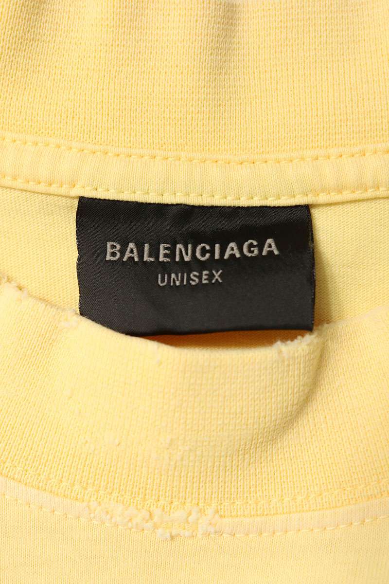 BALENCIAGA Distressed Oversized Tape T-Shirt Yellow Size XXS