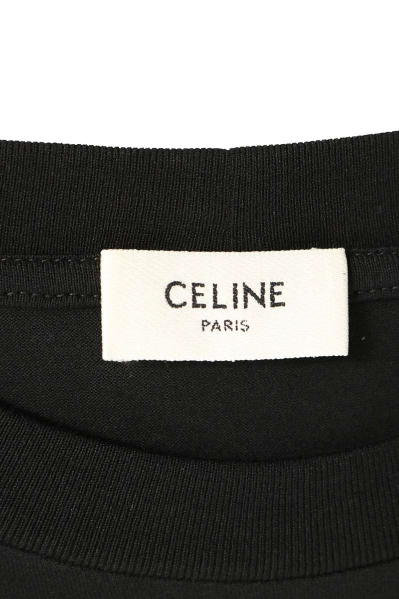 CELINE Black Logo Print Loose Fit T-Shirt Size XL