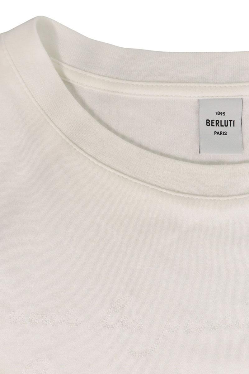 Berluti White Calligraphy Embroidered T-Shirt Size M