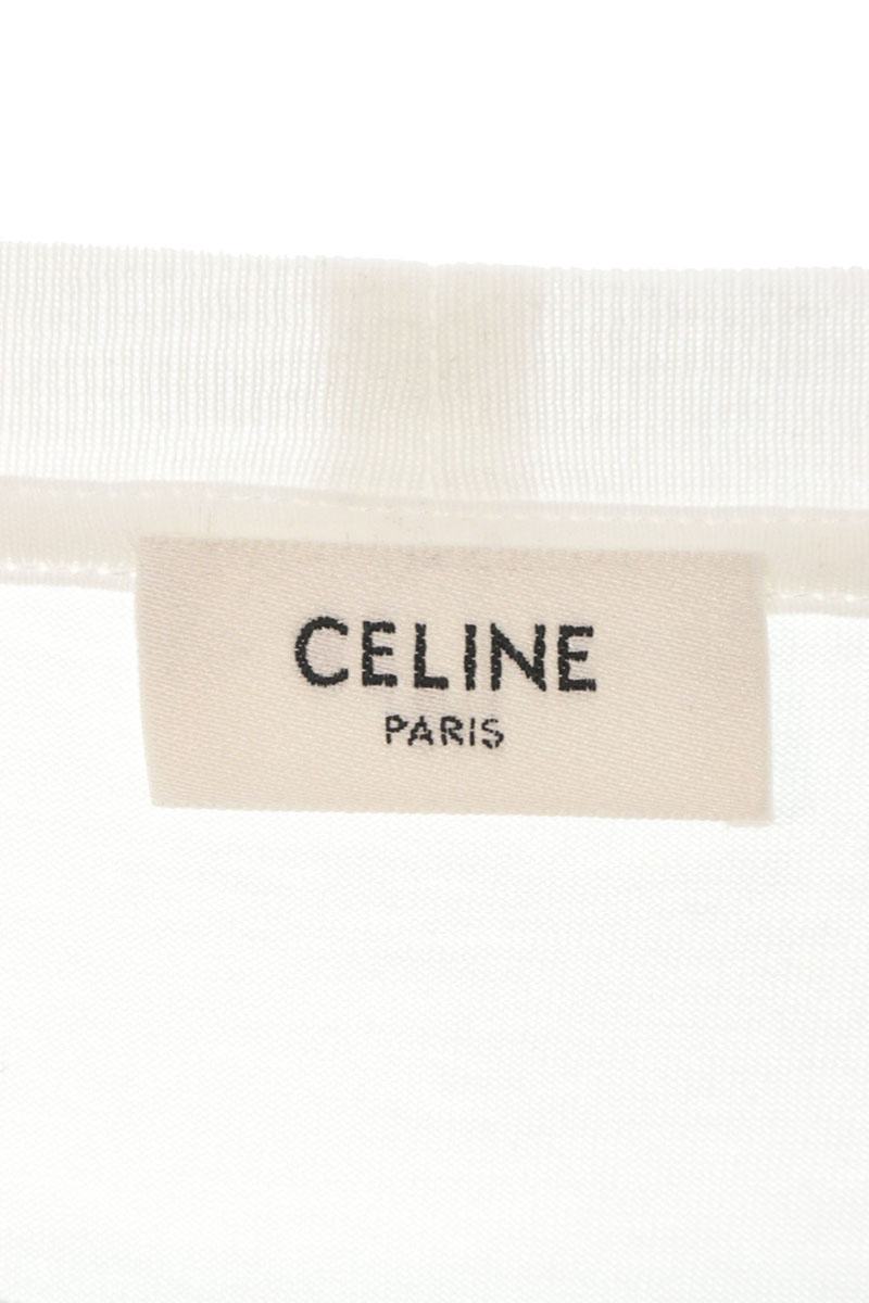 CELINE Triomphe Embroidery T-Shirt White Size L