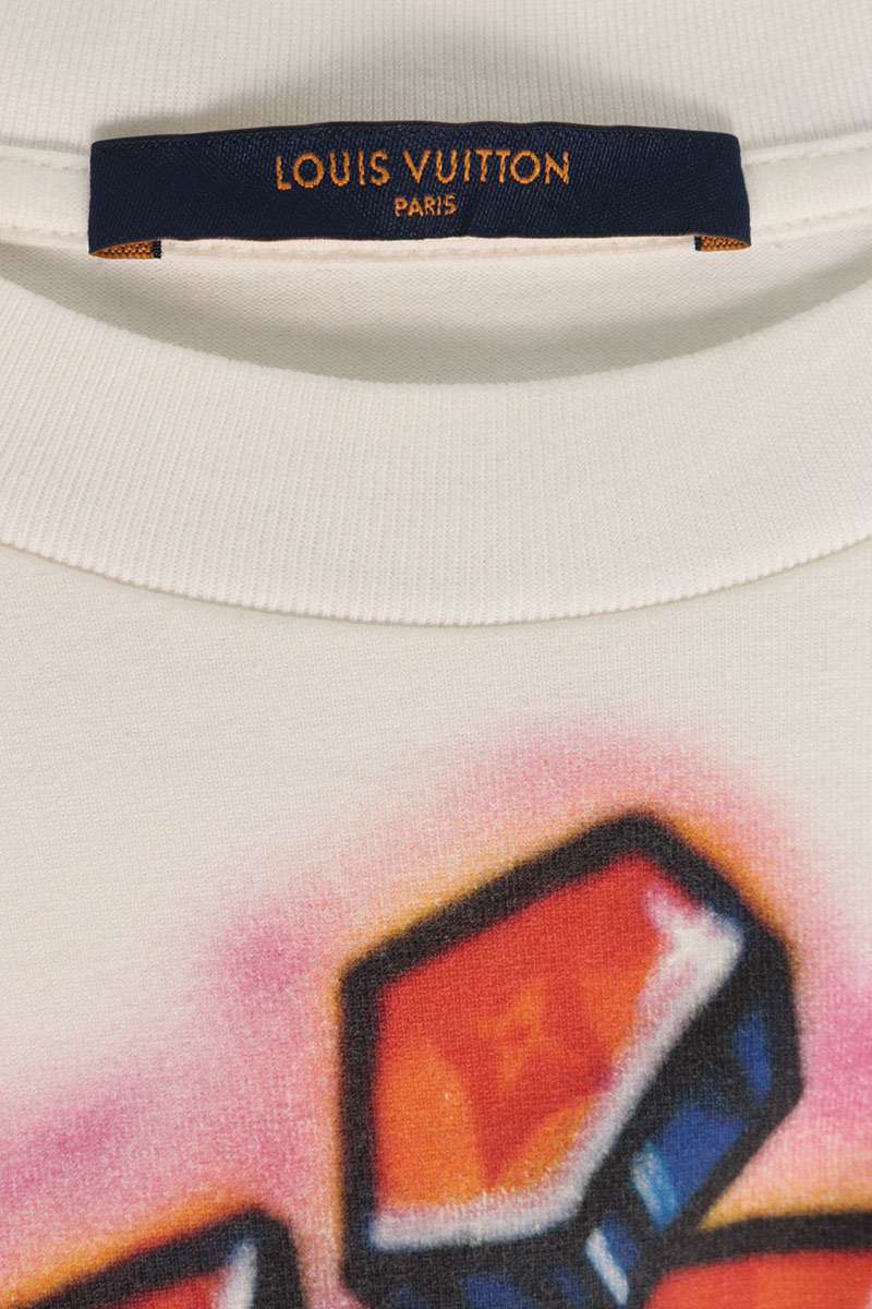 LOUISVUITTON Front Print T-Shirt White/Orange Size XL