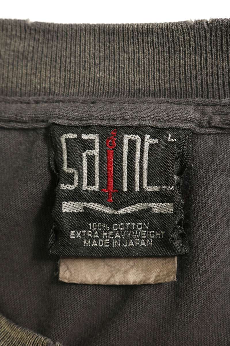 SAINT MICHAEL 25SS Distressed Alien T-Shirt Black Size L