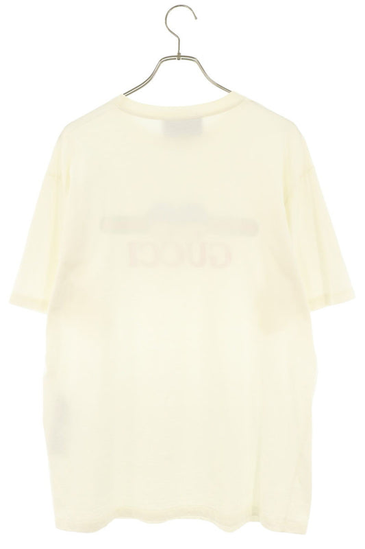 GUCCI Front Eye Logo Print T-Shirt White Size L