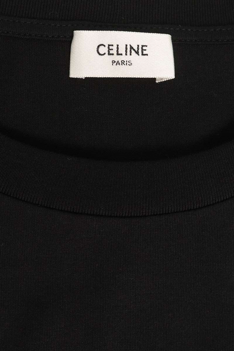 CELINE Loose Fit Logo Studded T-Shirt Black Size M