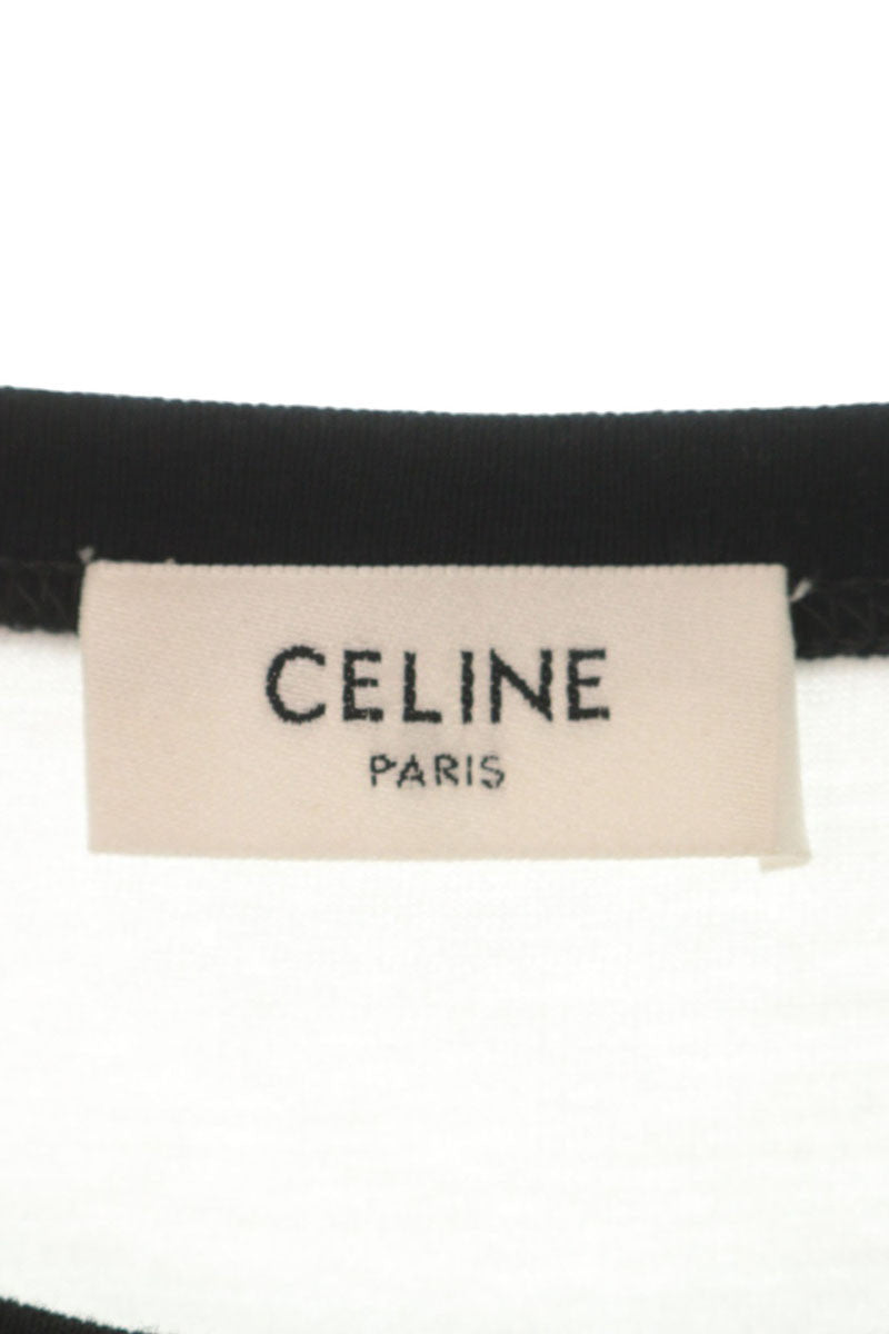 CELINE 25AW Logo Animal Ringer T-Shirt White Black Size XS
