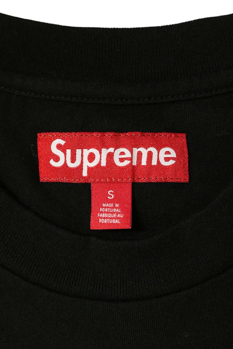 SUPREME 23AW Black Classic Logo Embroidered T-Shirt Size S