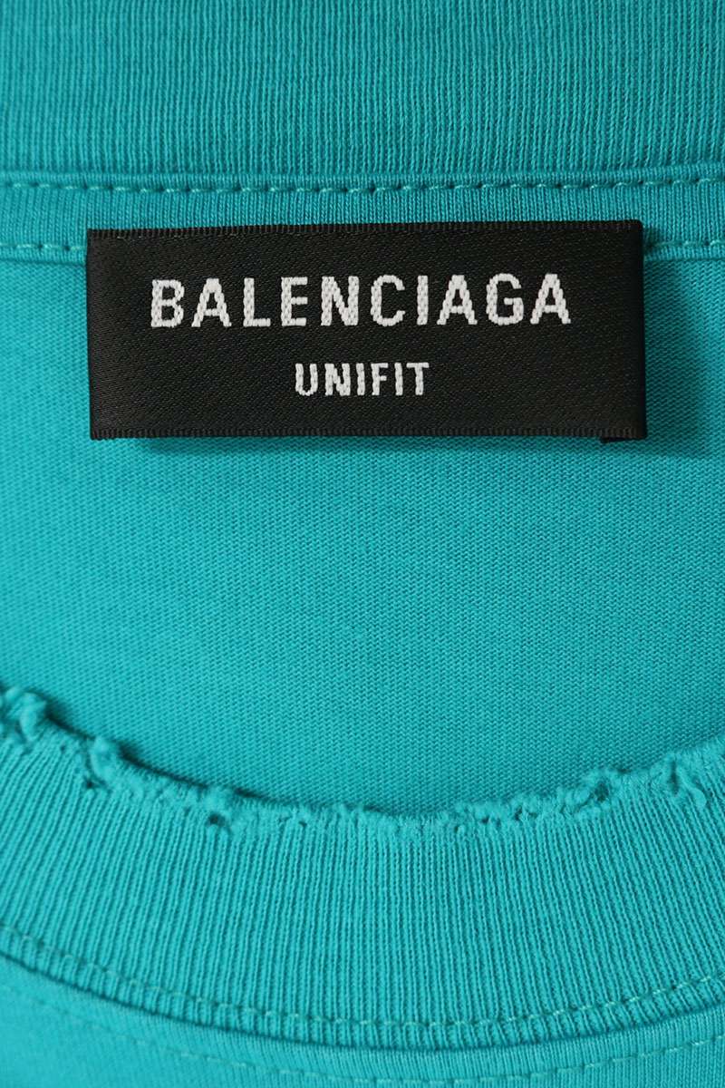 BALENCIAGA Distressed BB Pixel Logo T-Shirt Green Size XS
