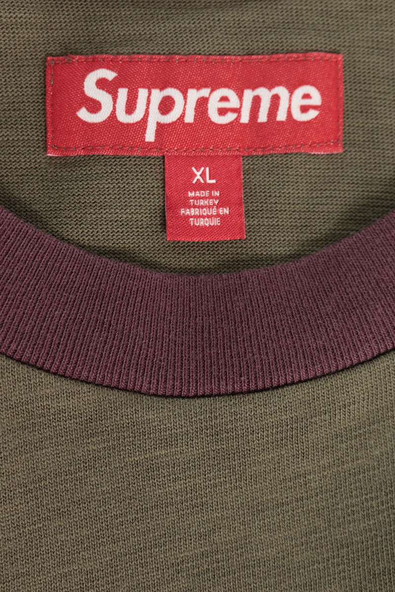 SUPREME Rhinestone Raglan T-Shirt Olive Purple Size XL