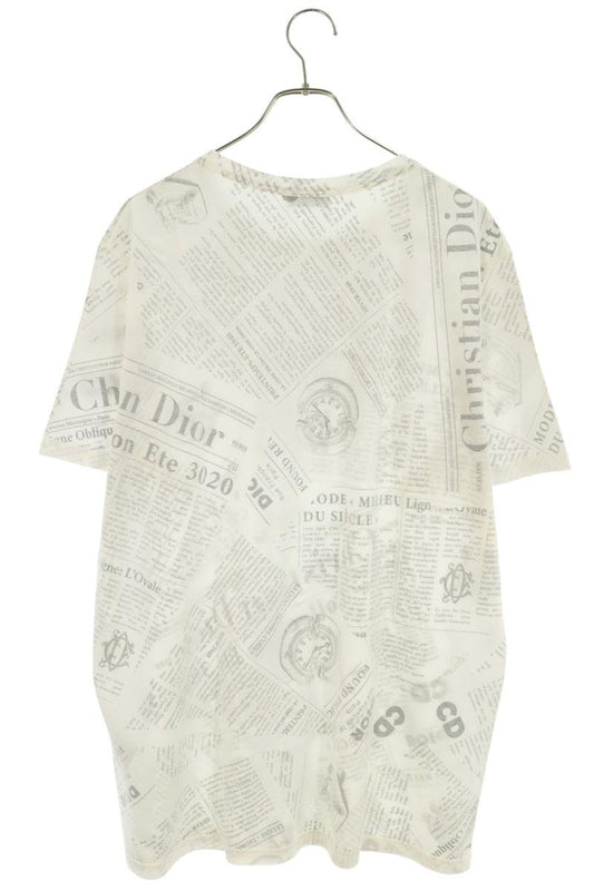 DIOR 20SS Newspaper All-Over Print T-Shirt White Size XL