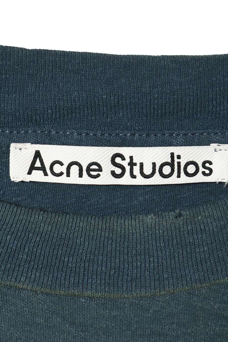 ACNE STUDIOS Logo Print Vintage Wash T-Shirt Blue Size M