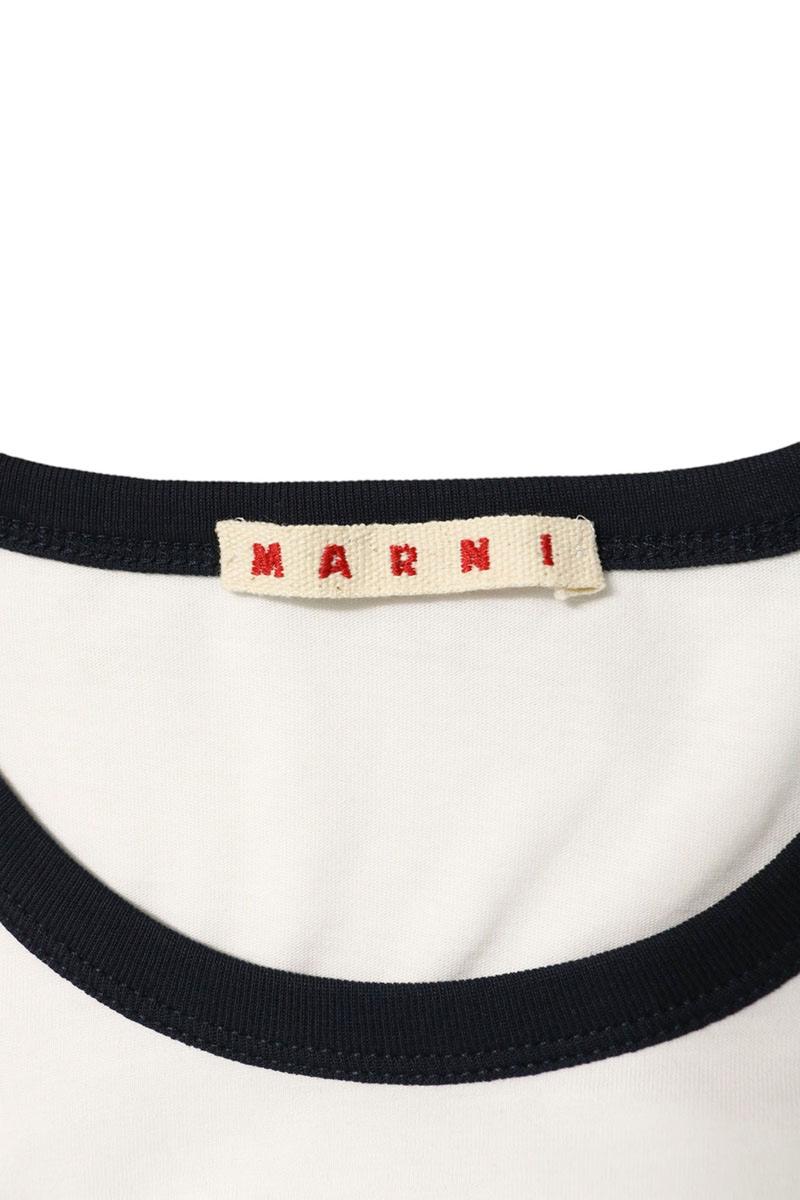 MARNI Flock Print Cotton T-Shirt White Size 50