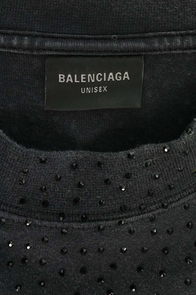 BALENCIAGA Rhinestone Oversized T-Shirt Black Size 4
