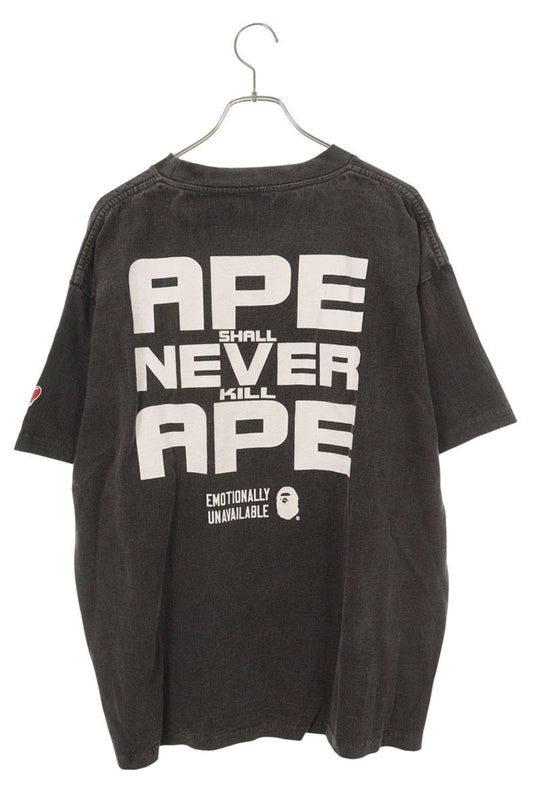 A BATHING APE Logo Print T-Shirt Gray Size XL